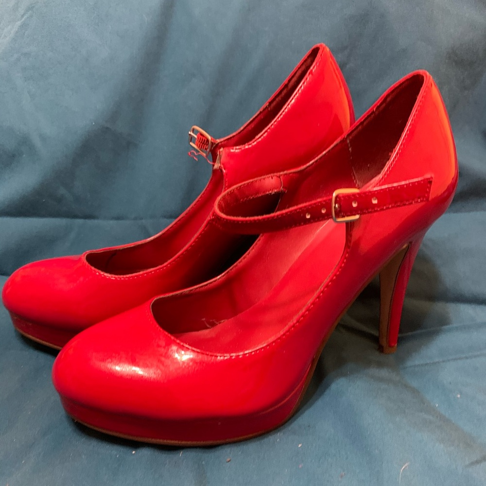 Red Closed Toe High Heels